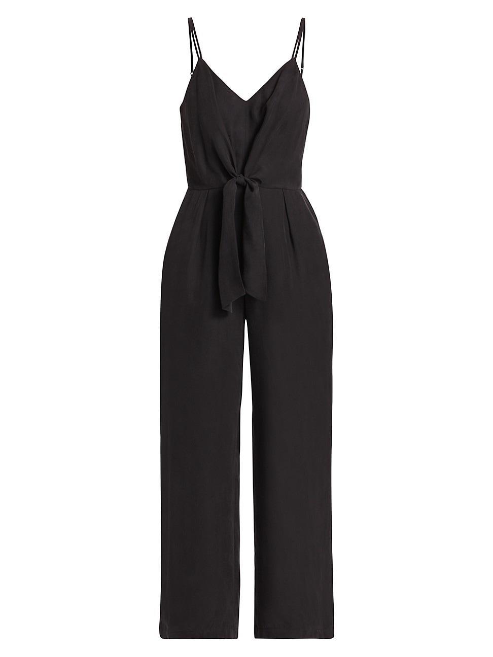 Womens V-Neck Tie-Waist Jumpsuit Product Image