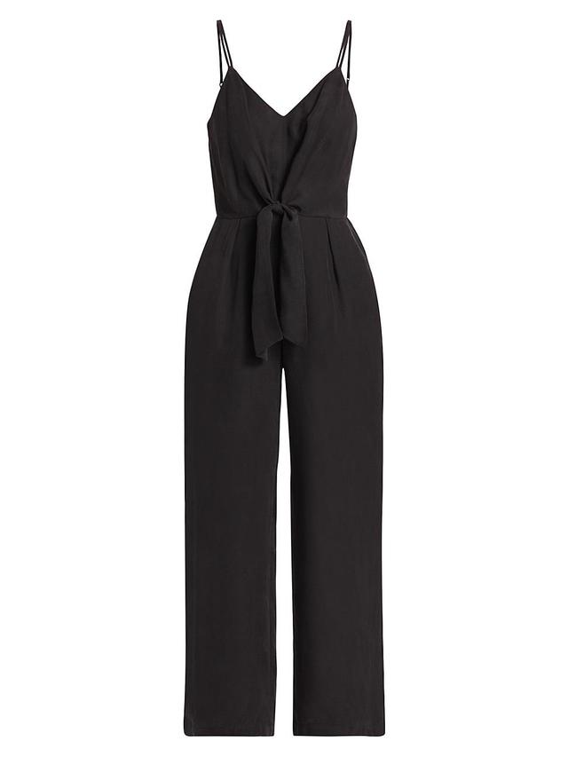 Womens V-Neck Tie-Waist Jumpsuit Product Image