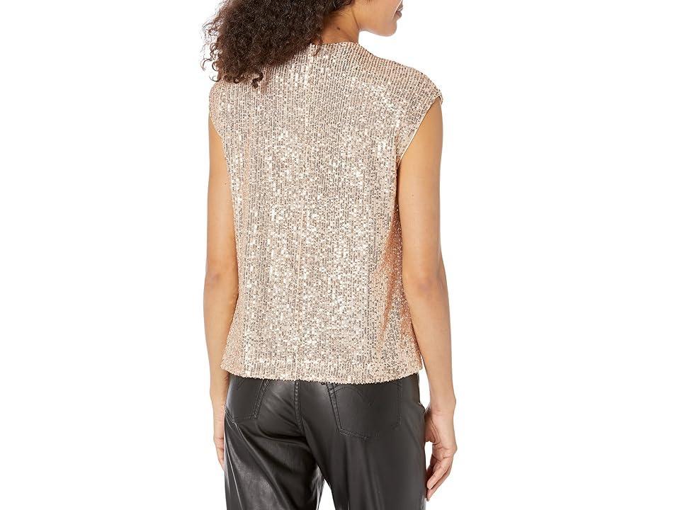 Calvin Klein Sequin Sleeveless Top (Champagne ) Women's Clothing Product Image