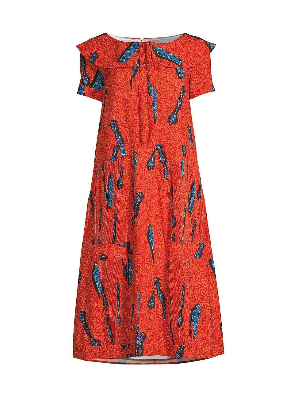 Womens Printed Short-Sleeve Midi-Dress Product Image