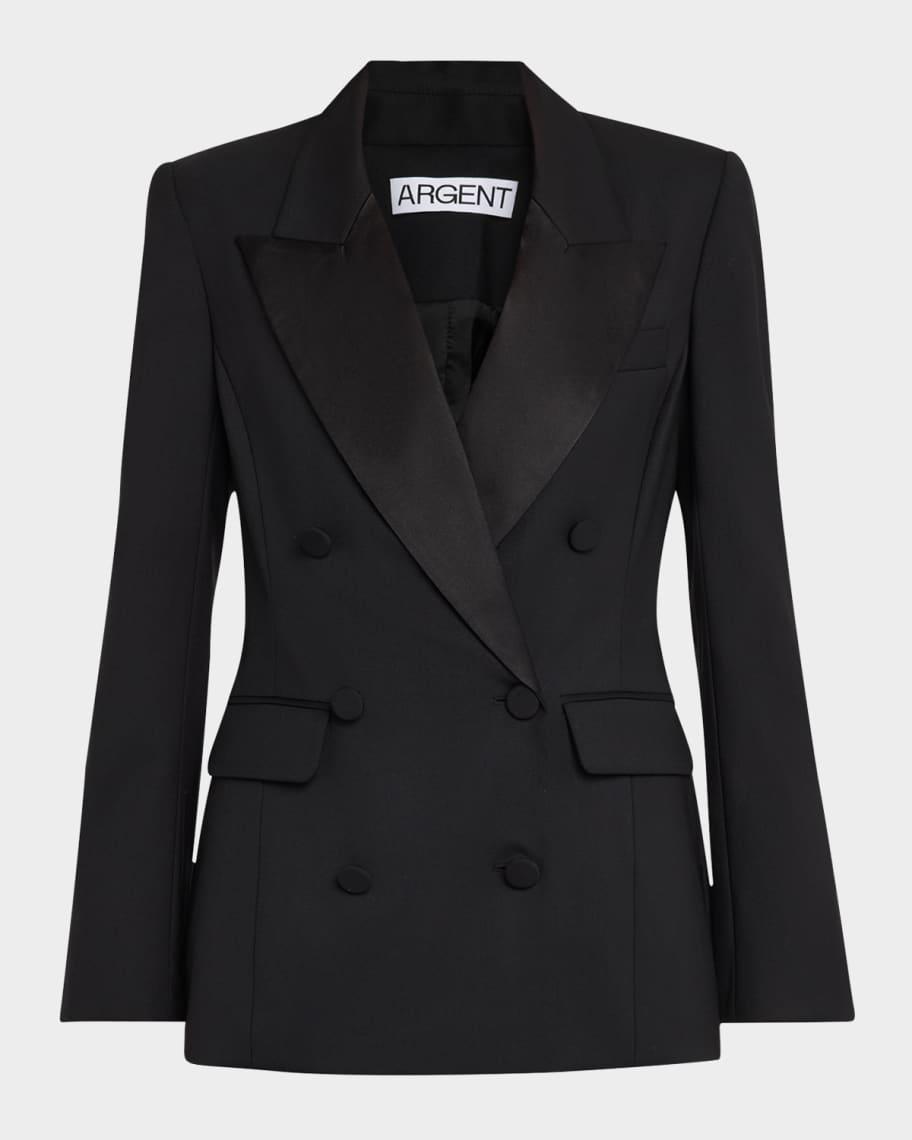 Double-Breasted Seasonless Wool Tuxedo Blazer Product Image