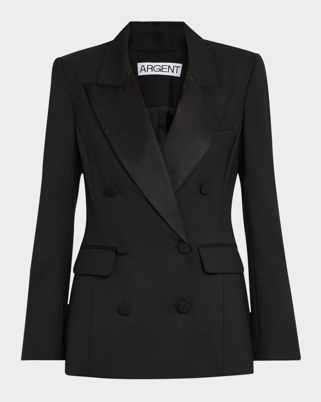 Double-Breasted Seasonless Wool Tuxedo Blazer Product Image