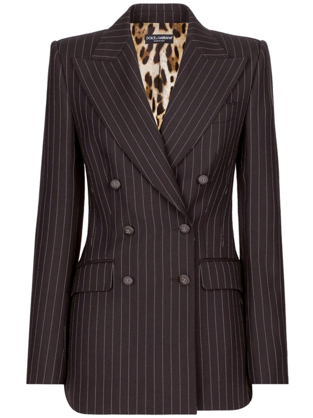 Pinstriped Wool Jacket In Brown Product Image