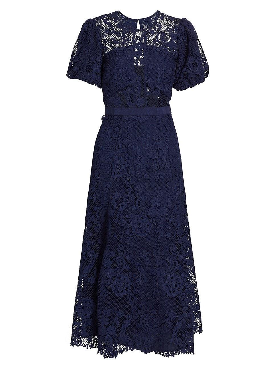 Womens Short-Sleeve Lace Midi-Dress product image