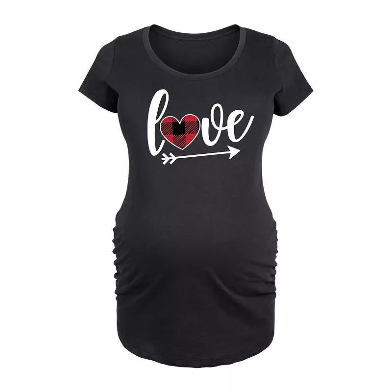 Maternity Love Red Plaid Heart Graphic Tee, Womens Product Image