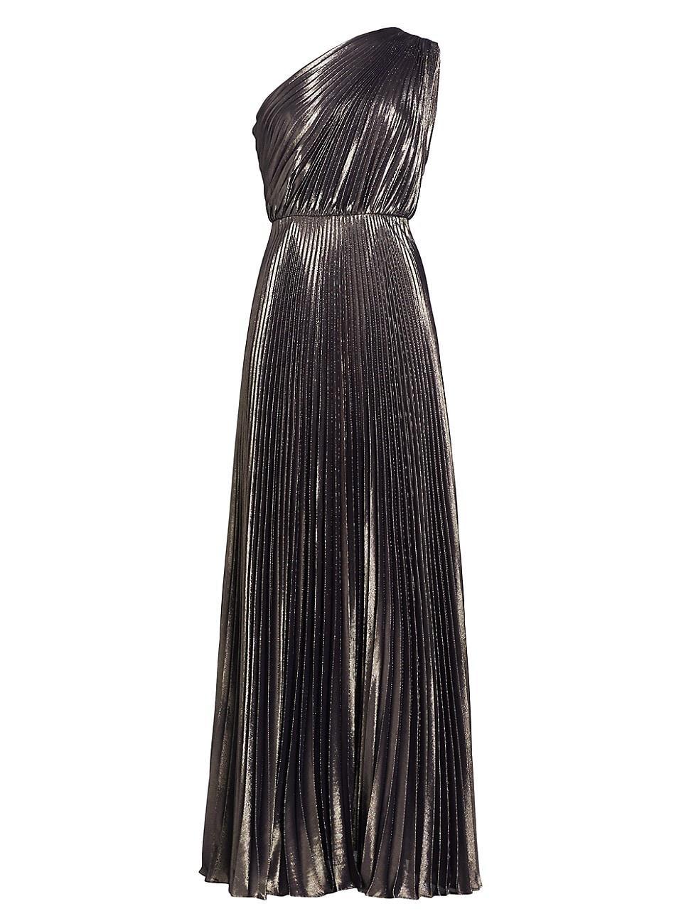 Womens Franz Pleated Metallic Maxi Dress Product Image