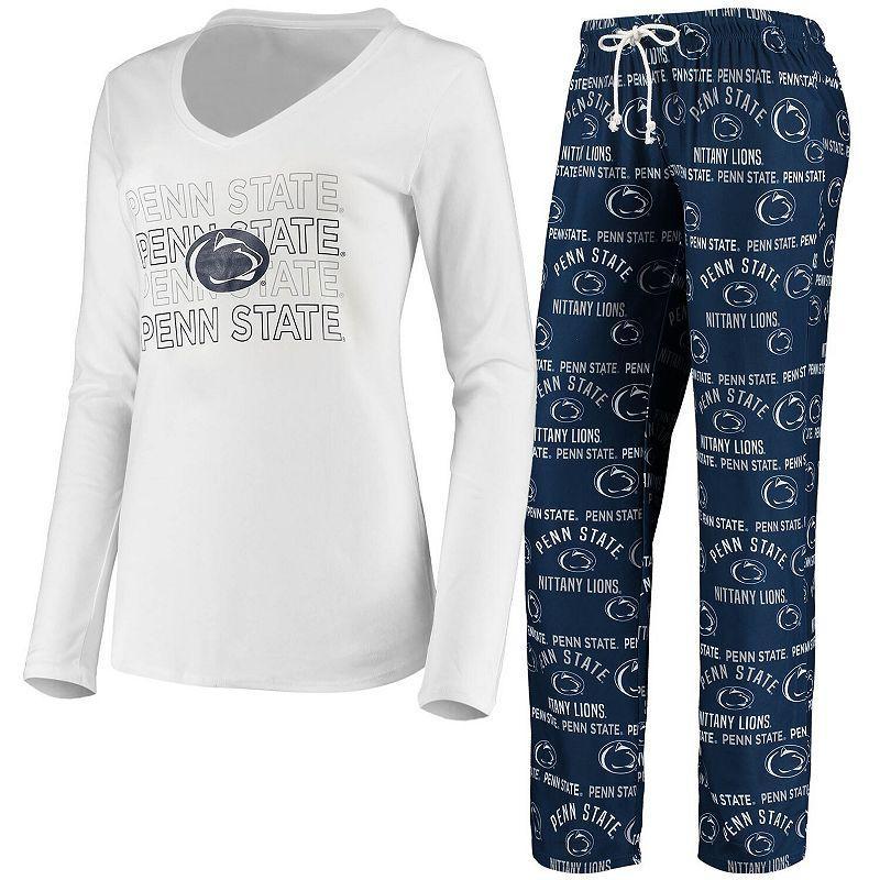 Womens Concepts Sport /White Penn State Nittany Lions Flagship Long Sleeve T-Shirt & Pants Sleep Set Blue Product Image