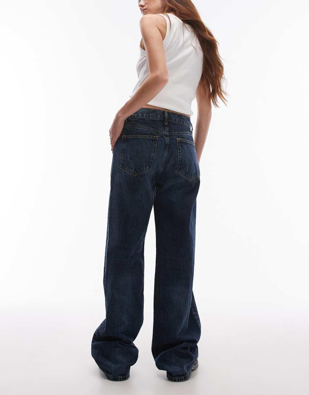 Mango high waist straight leg jeans in medium blue wash Product Image