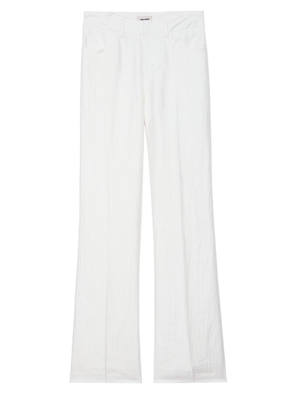 Womens Pistol Linen-Blend Straight-Leg Pants Product Image