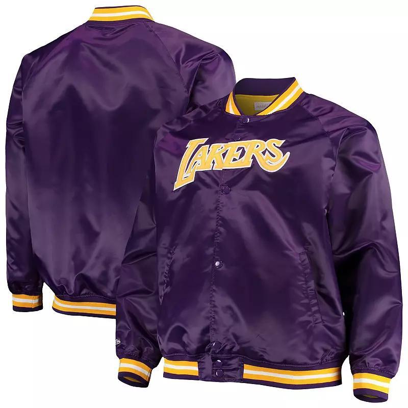 Mens Mitchell & Ness Los Angeles Lakers Big & Tall Hardwood Classics Raglan Satin Full-Snap Jacket Product Image