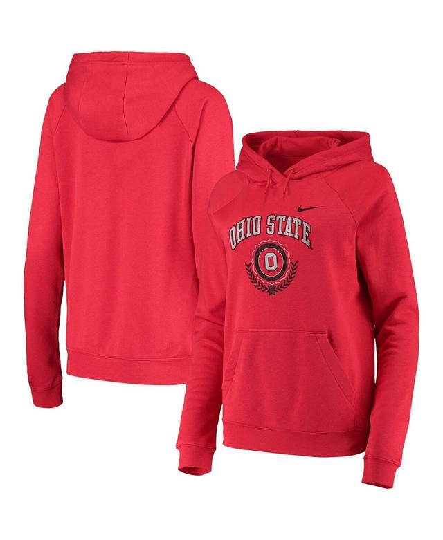 Womens Nike Scarlet Ohio State Buckeyes Varsity Fleece Tri-Blend Raglan Pullover Hoodie Product Image