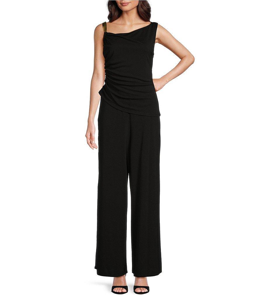 Donna Karan Sleeveless Asymmetrical Neck Draped Bodice Jumpsuit Product Image