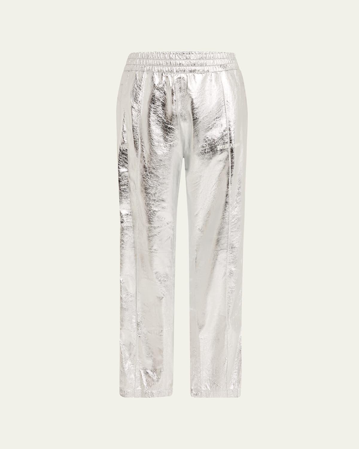 Mens Metallic Leather Track Pants Product Image