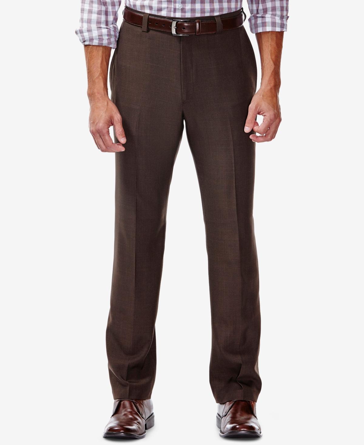 Mens Haggar eCLo Stria Classic-Fit Flat-Front Dress Pants Product Image