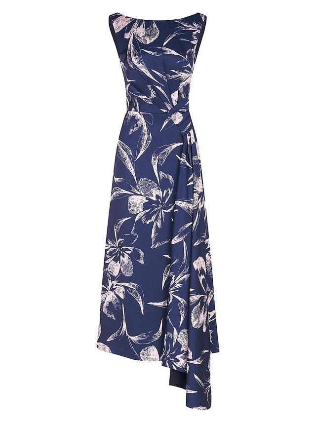 Kay Unger Emmaline Floral Asymmetric Hem Dress Product Image