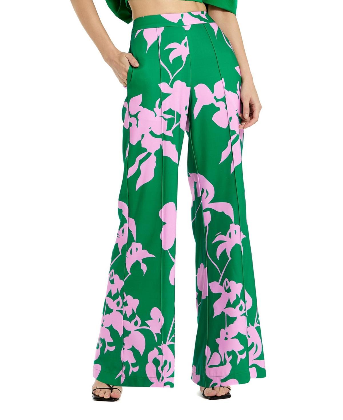 Mac Duggal Womens Printed Crepe High Waisted Wide Leg Trousers product image