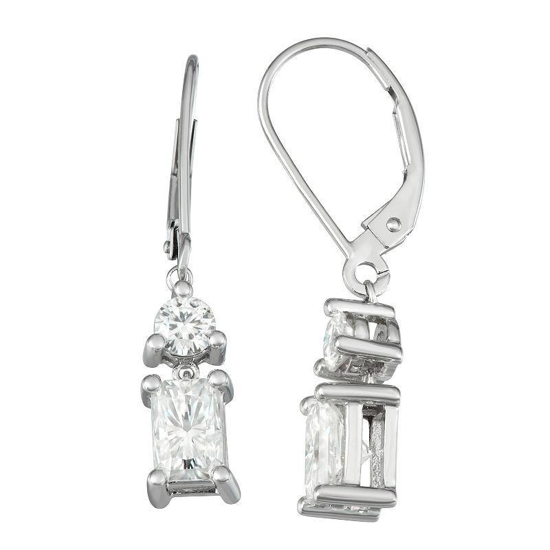 Charles & Colvard 3/4 Ct. T.w. Lab Created Moissanite Leverback Earrings In 14K White Gold Product Image