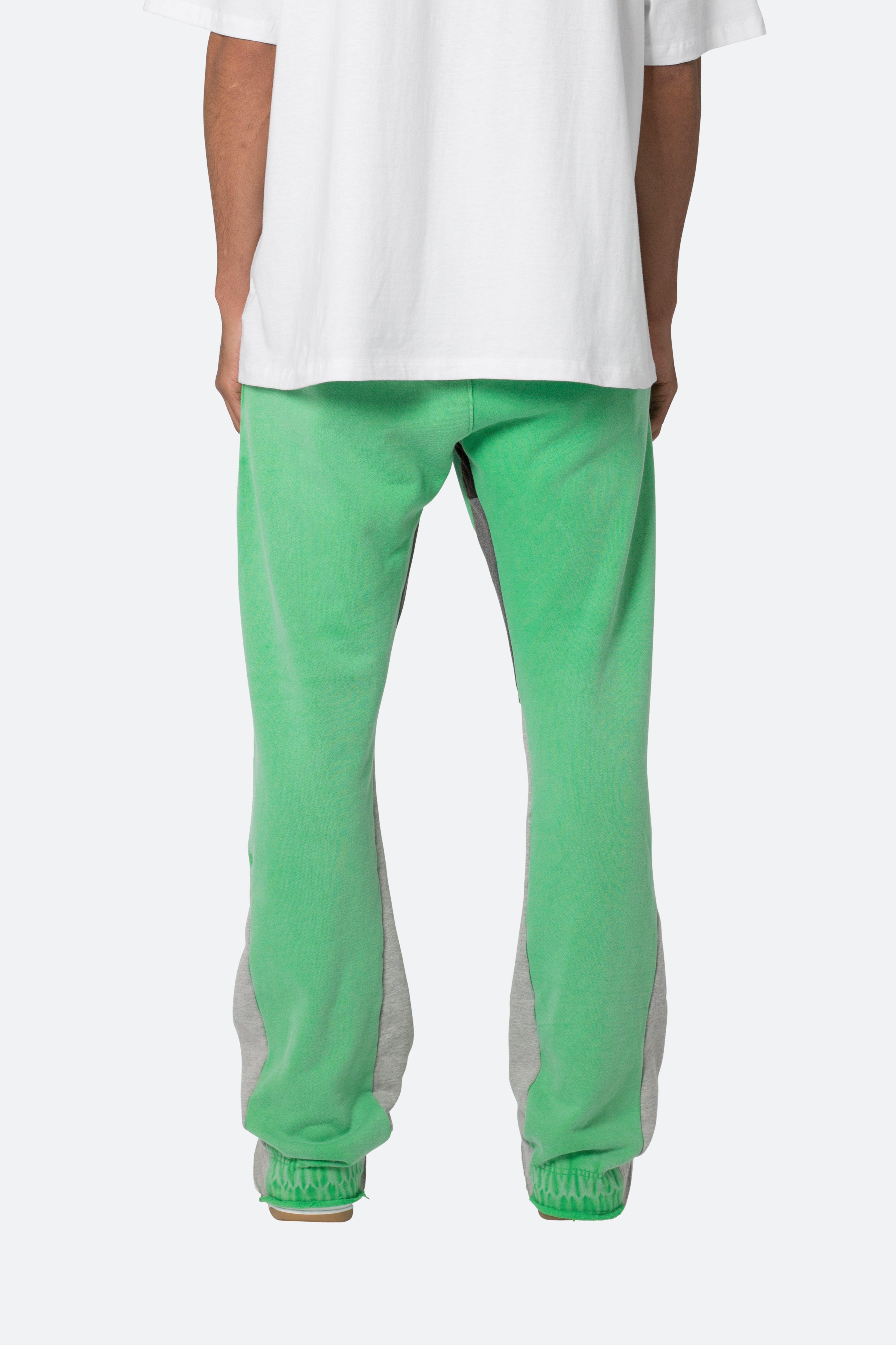 Patched Contrast Bootcut Sweatpants - Green Product Image