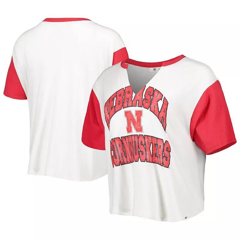 Womens 47 /Scarlet Nebraska Huskers Inner Glow Dolly Cropped V-Neck T-Shirt Product Image