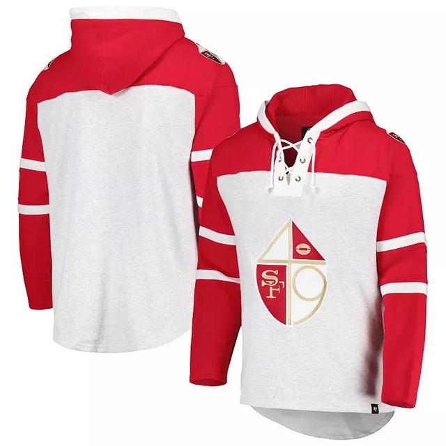 Mens 47 San Francisco 49ers Heather Gray Historic Logo Gridiron Lace-Up Pullover Hoodie Product Image