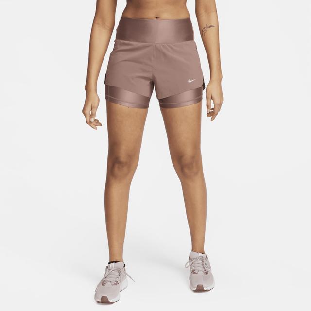 Nike Womens Dri-FIT Swift Mid-Rise 3 2-in-1 Running Shorts with Pockets Product Image