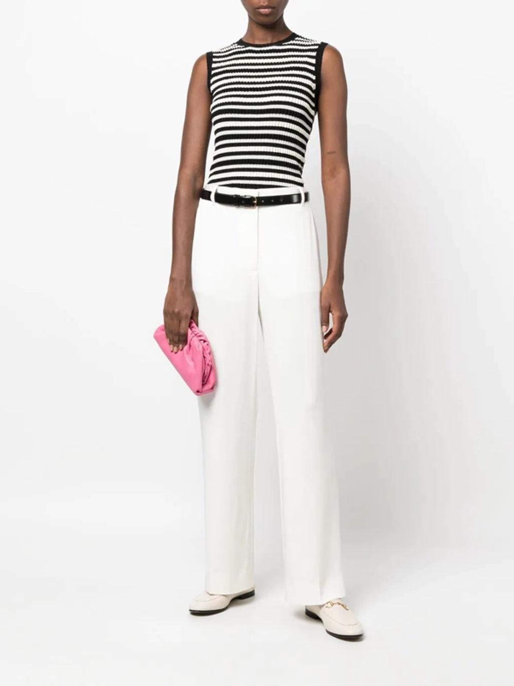 Pleated Darted-back Straight-leg Mid-rise Woven Trousers In Off White Product Image