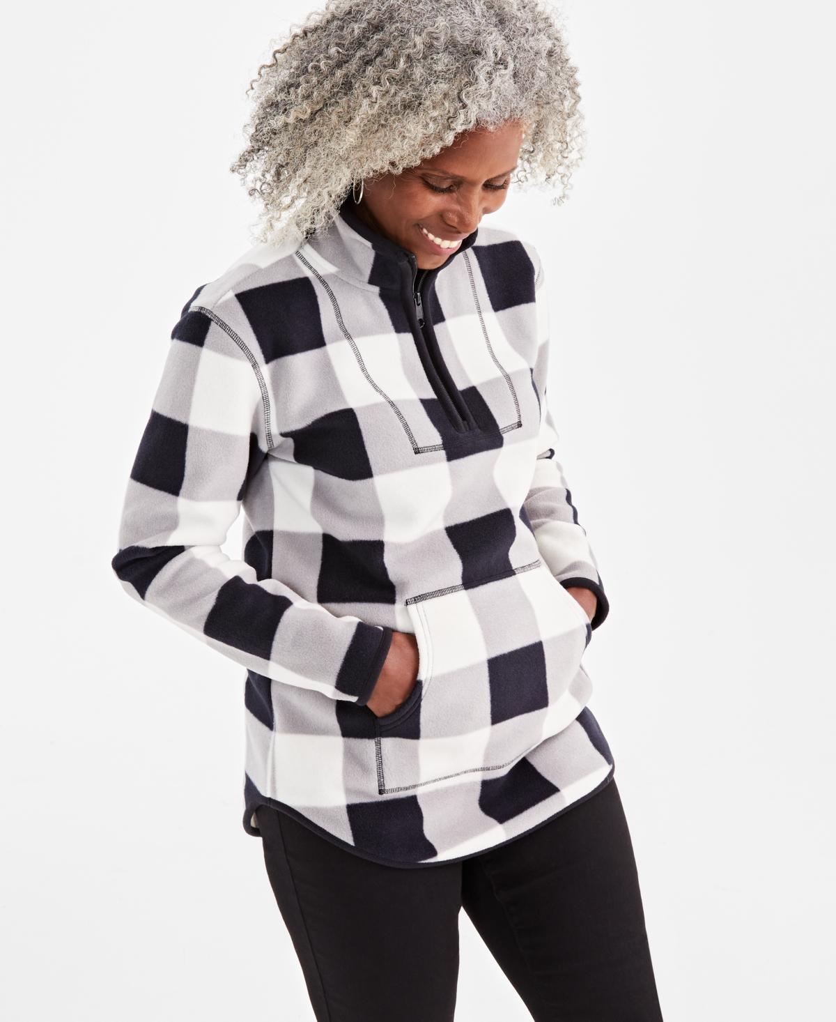 Style & Co Womens Plaid Fleece Quarter-Zip Sweatshirt, Created for Macys Product Image