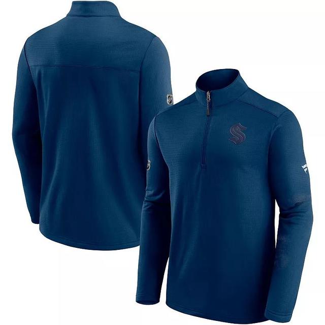 Mens Fanatics Branded Deep Sea Blue Seattle Kraken Authentic Pro Travel and Training Quarter-Zip Jacket Krk Blue Product Image