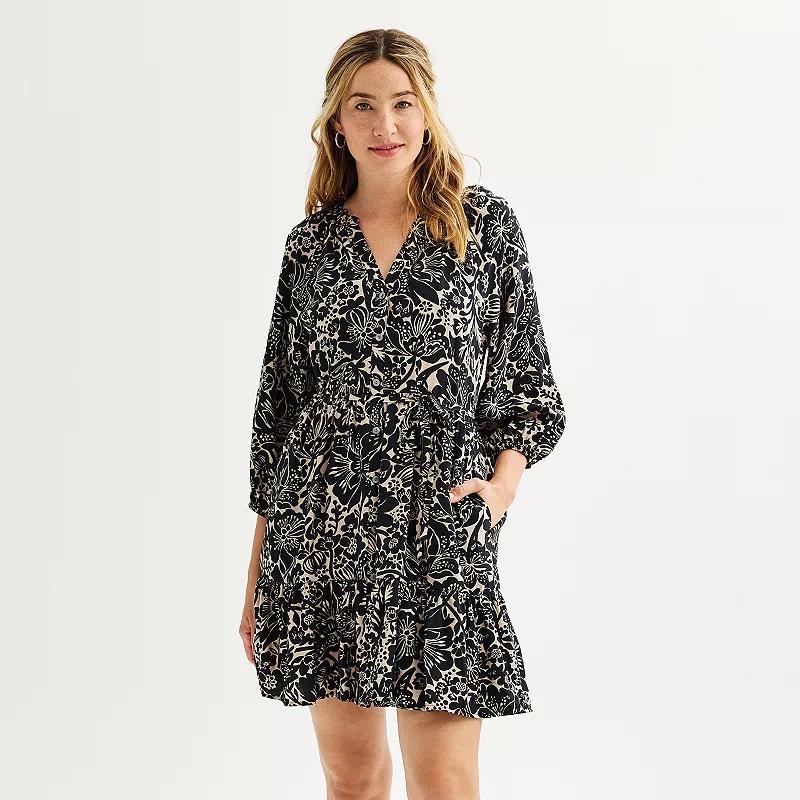 Womens Sonoma Goods For Life Femme Button Through Long Sleeve Dress Product Image