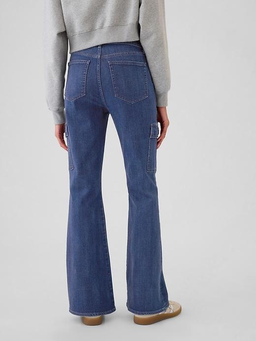 High Rise &apos;70s Flare Cargo Jeans Product Image