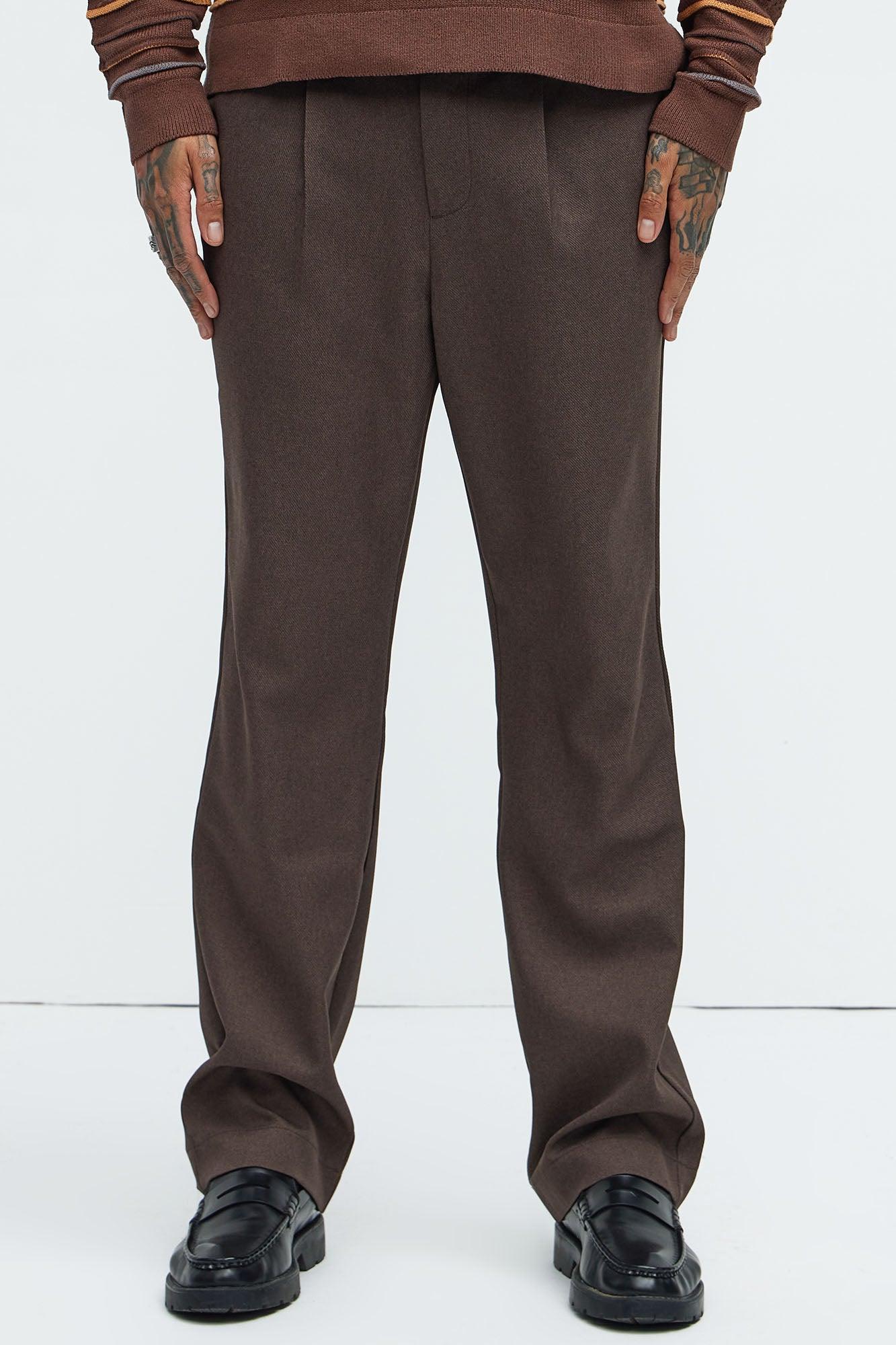 Work Flow Pleated Straight Trousers - Brown product image