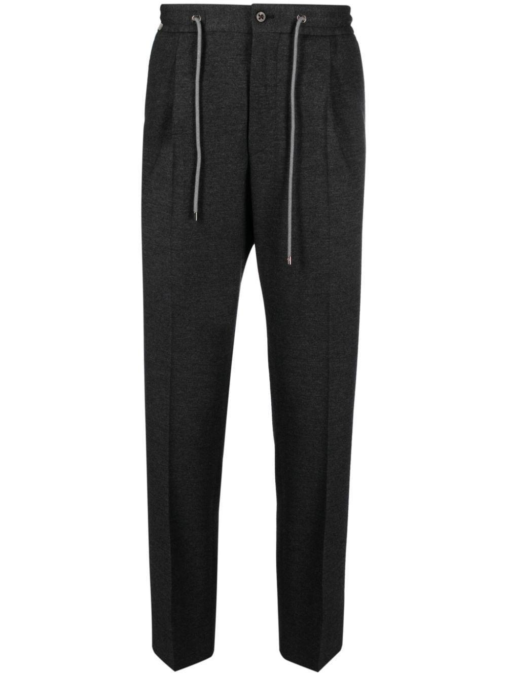 Straight-leg Drawstring Trousers In Grey Product Image