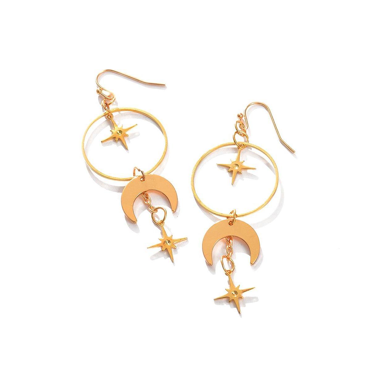 Sohi Womens Gold Celestial Drop Earrings Product Image