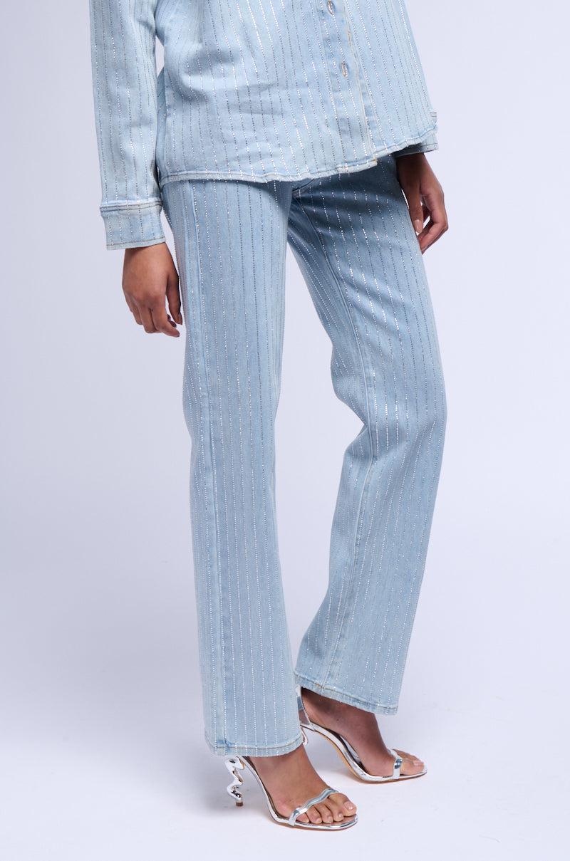 EFFORTLESS GLAM RHINESTONE STRIPE RELAXED FIT JEAN Product Image