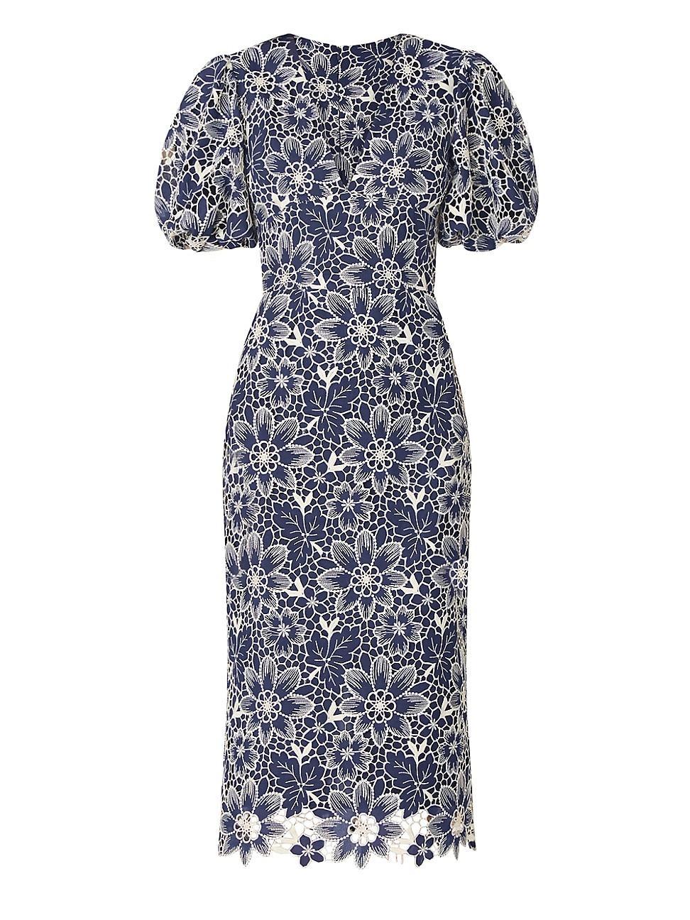 Womens Louisa Embroidered Floral Midi-Dress Product Image