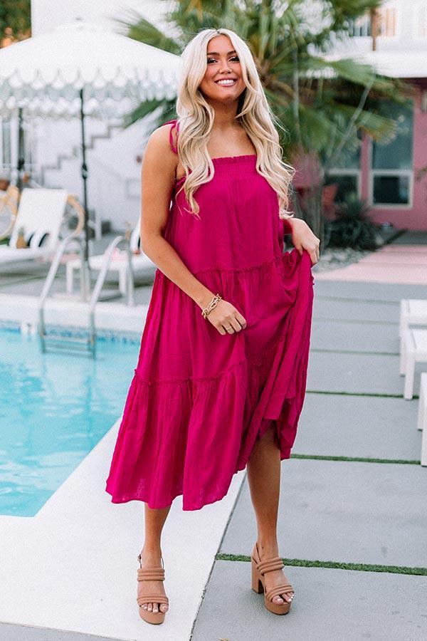 Poolside Dip Midi In Hot Pink Product Image