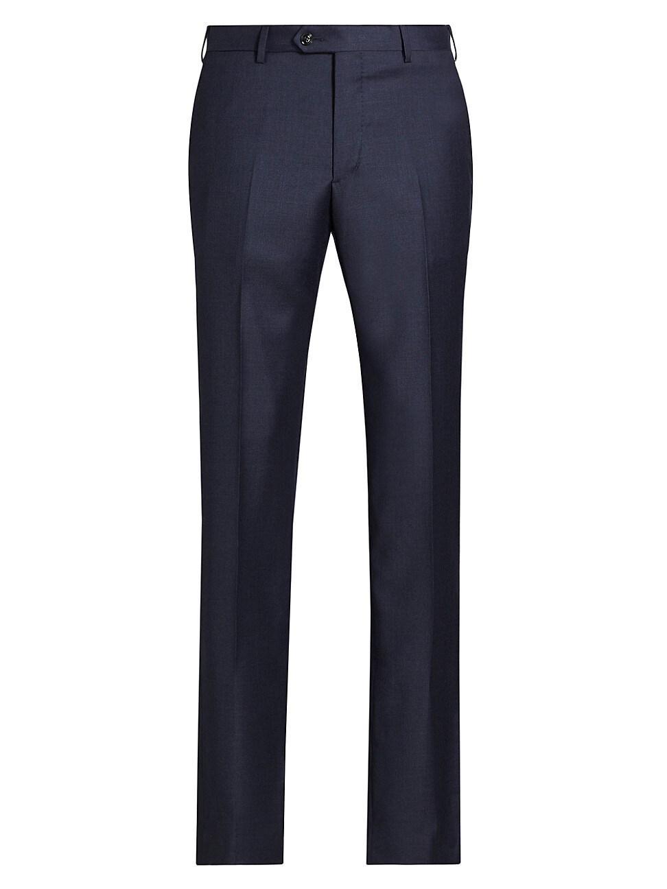 Mens Flat-Front Wool Trousers Product Image