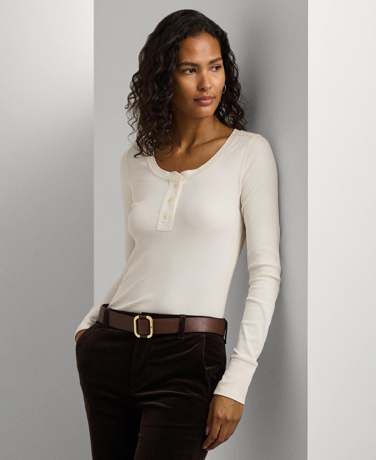 Lauren Ralph Lauren Womens Rib-Knit Henley Tee product image