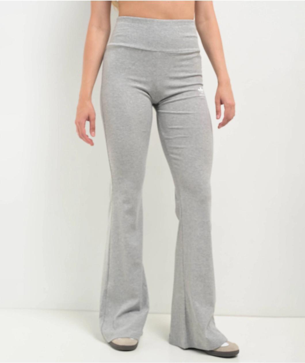 adidas Essentials Grey Ribbed Flare Pants Product Image