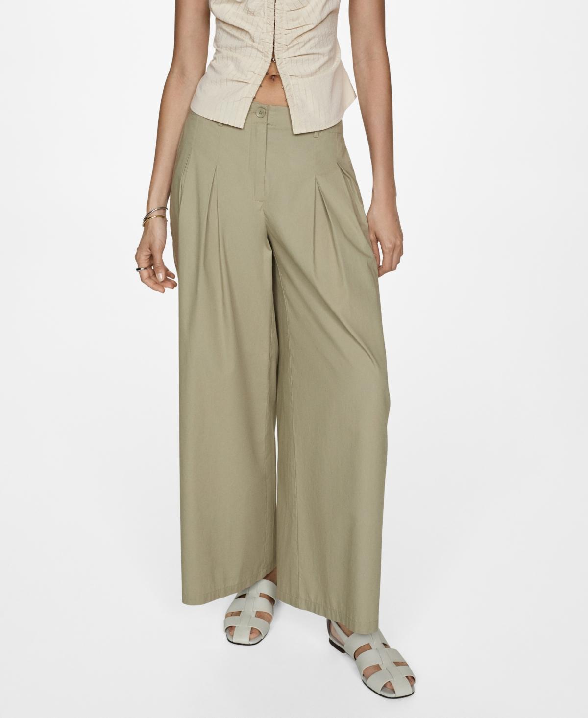 Mango Womens Cotton Pleated Pants Product Image