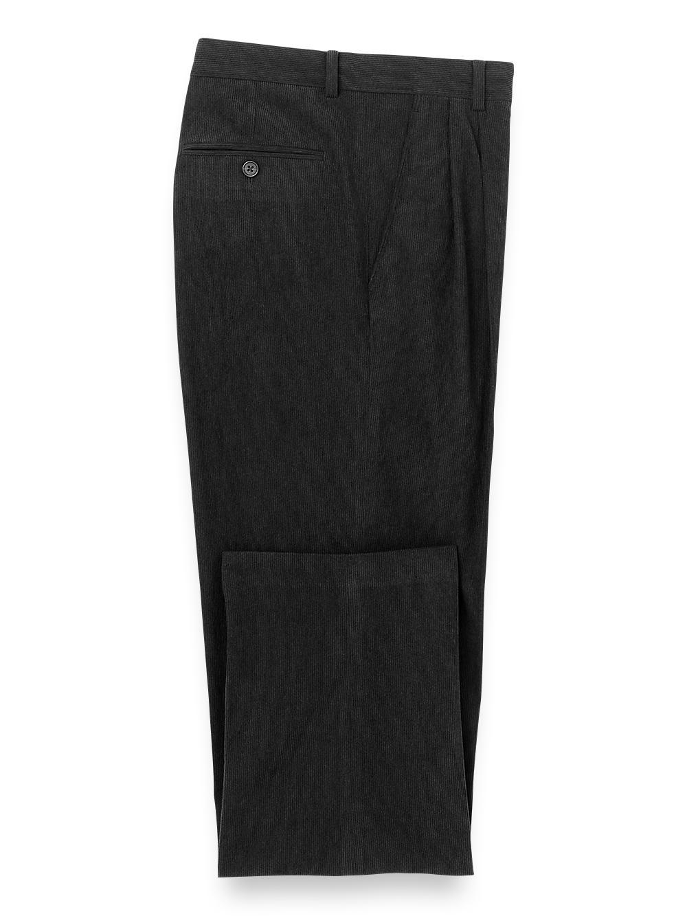 Corduroy Pleated Pants - Charcoal Product Image