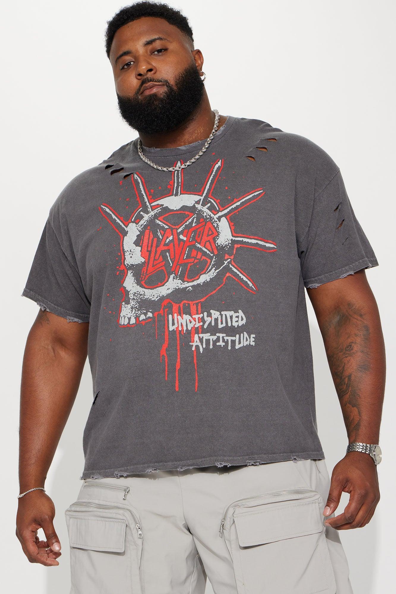 Slayer Undisputed Attitude Distressed Short Sleeve Tee - Charcoal Product Image