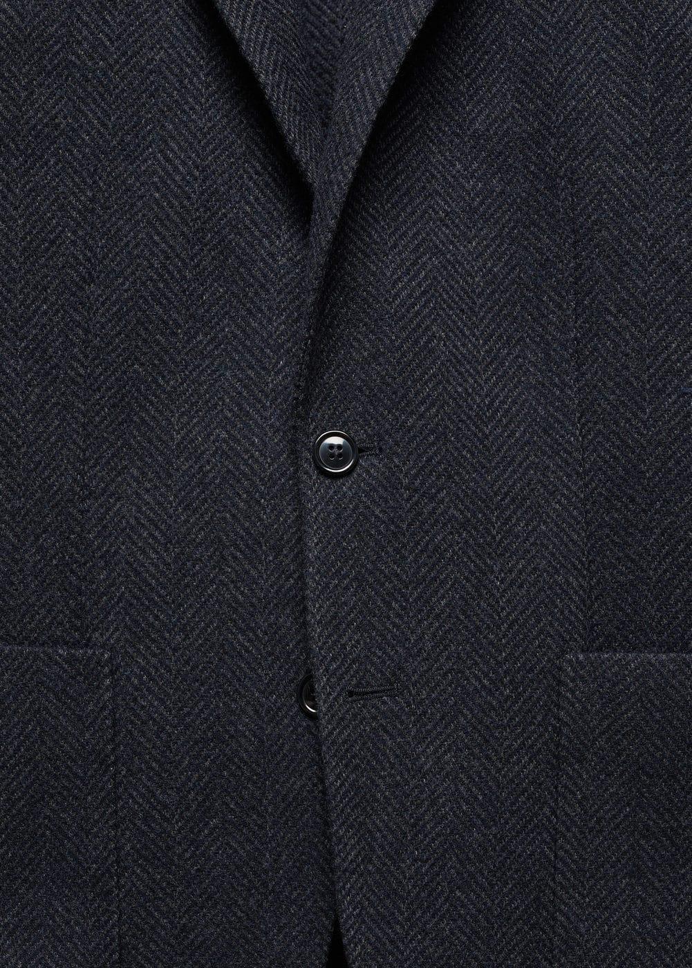 Mango Mens Slim-Fit Herringbone Wool Suit Jacket Product Image