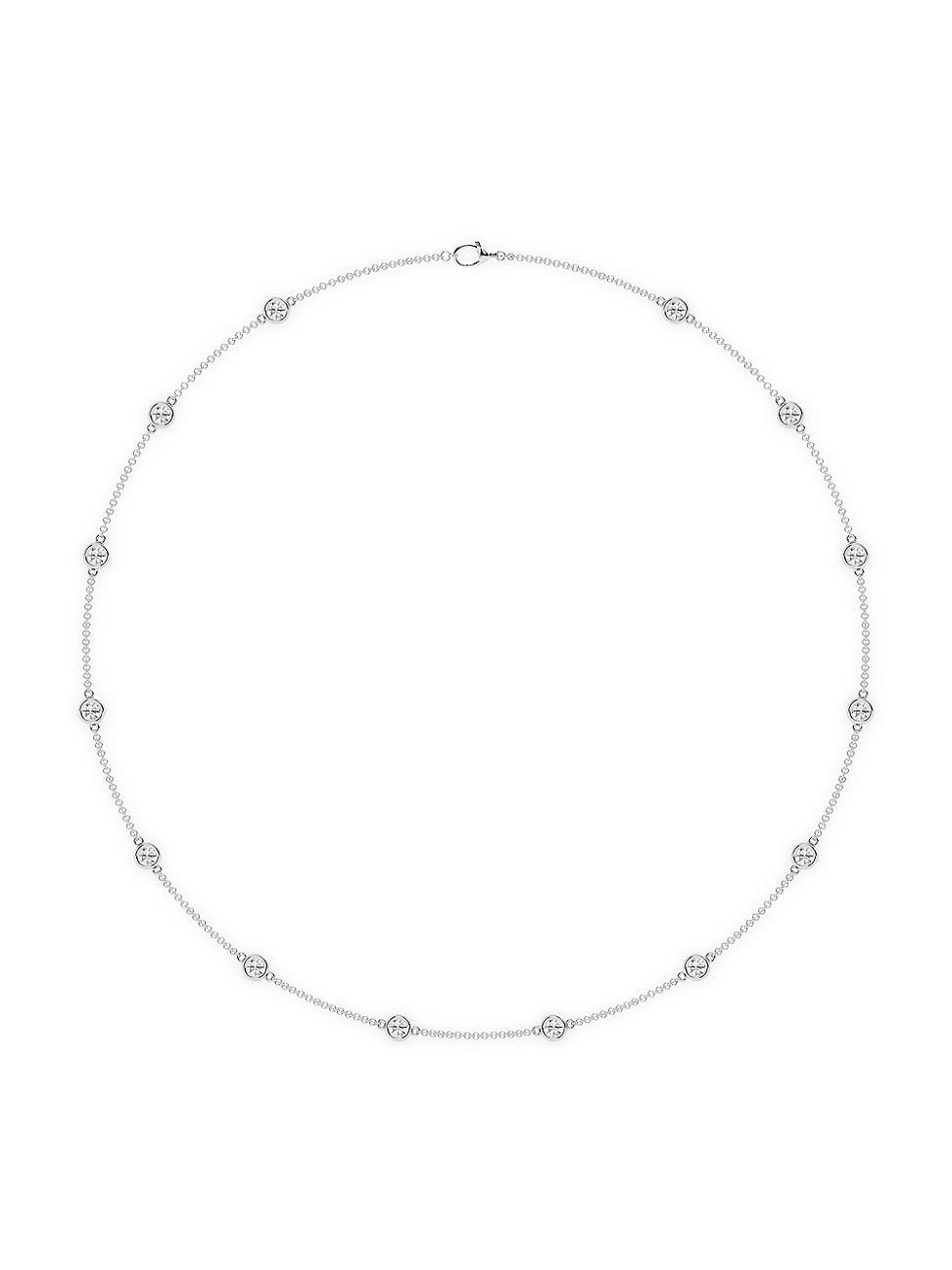 Womens 14K White Gold & 14-Diamond Station Necklace/0.70-2.10 TCW Product Image