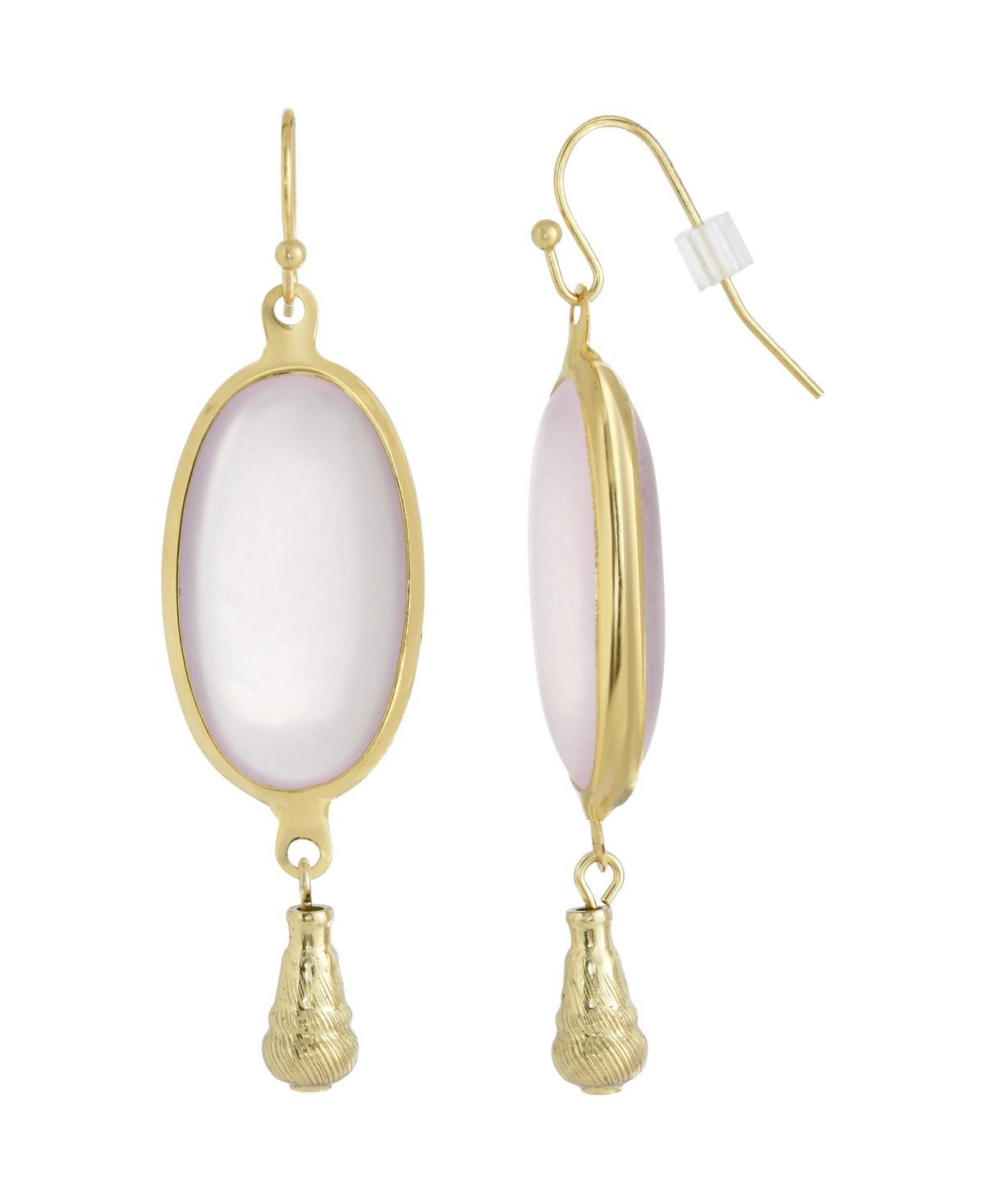 1928 Gold Tone and Pink Simulated Crystal Oval Drop Earrings, Womens Product Image