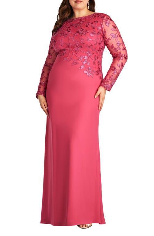 Tadashi Shoji Sequin Embroidered Long Sleeve Gown Product Image