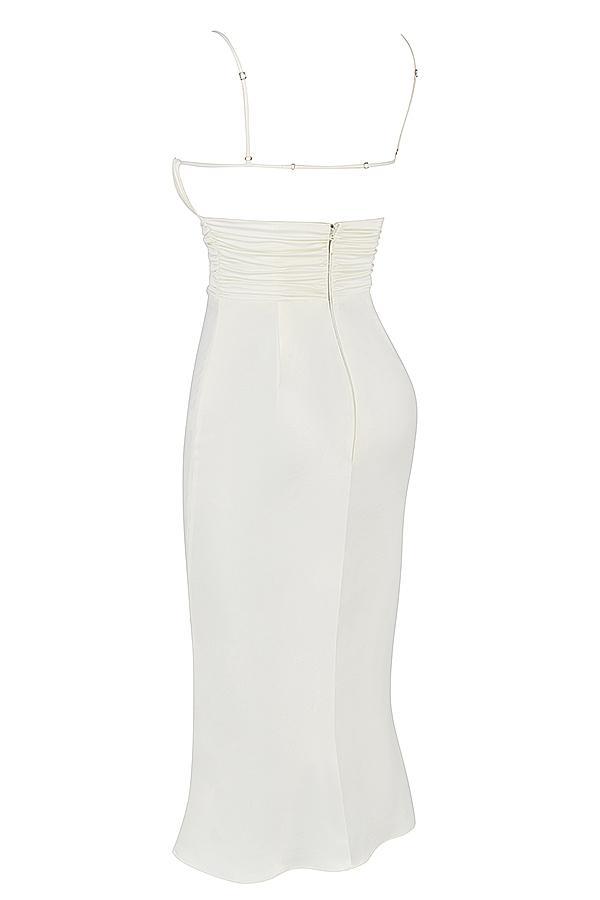 Lois Ivory Satin Corset Midi Dress Product Image