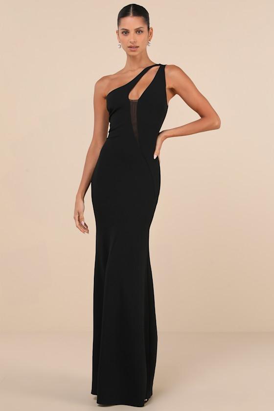 Mesmerizing Energy Black Cutout One-Shoulder Mermaid Maxi Dress product image