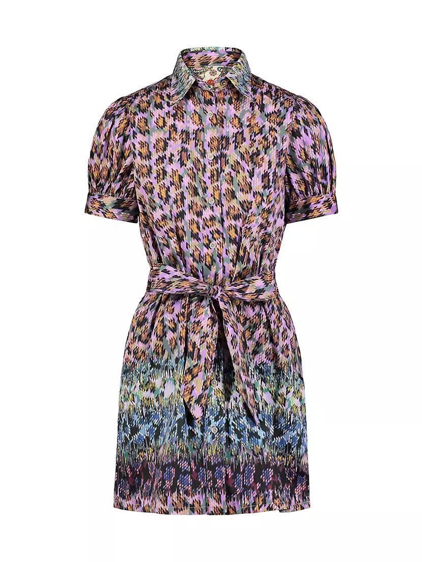 Carolina Leopard Cotton Short-Sleeve Mini-Shirtdress Product Image