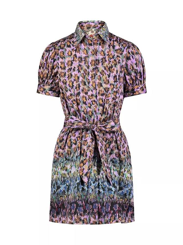 Carolina Leopard Cotton Short-Sleeve Mini-Shirtdress Product Image